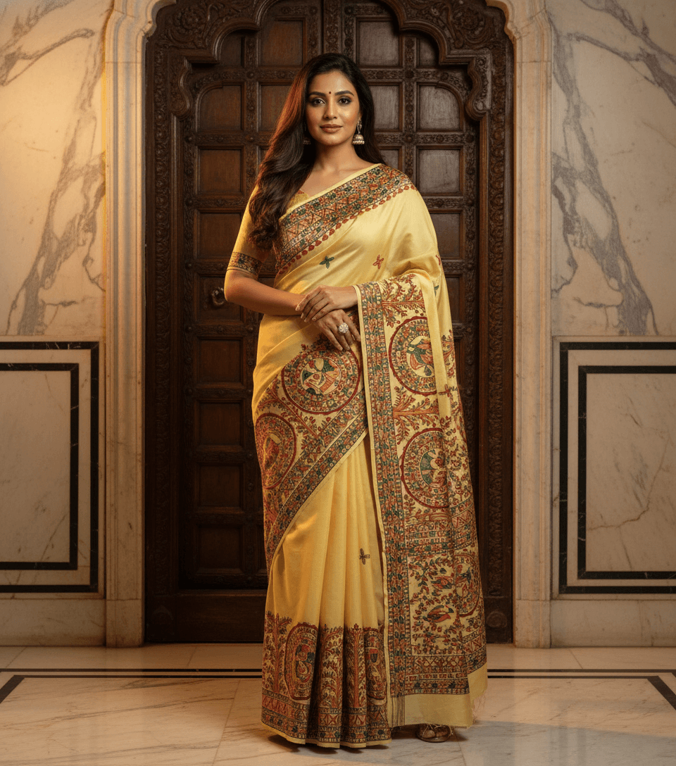 Prakriti Vihangam Madhubani Saree