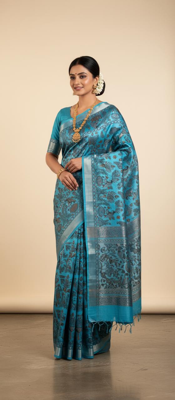 Jal Tarang Detailed Motif Weave Chanderi Silk Saree