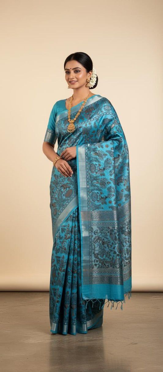 Jal Tarang Detailed Motif Weave Chanderi Silk Saree